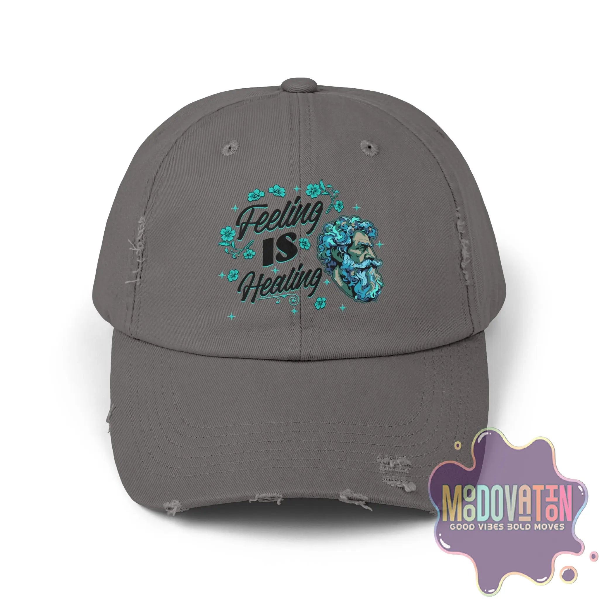 Stoic Feeling Is Healing – Unisex Distressed Vintage Hat - MOODOVATION