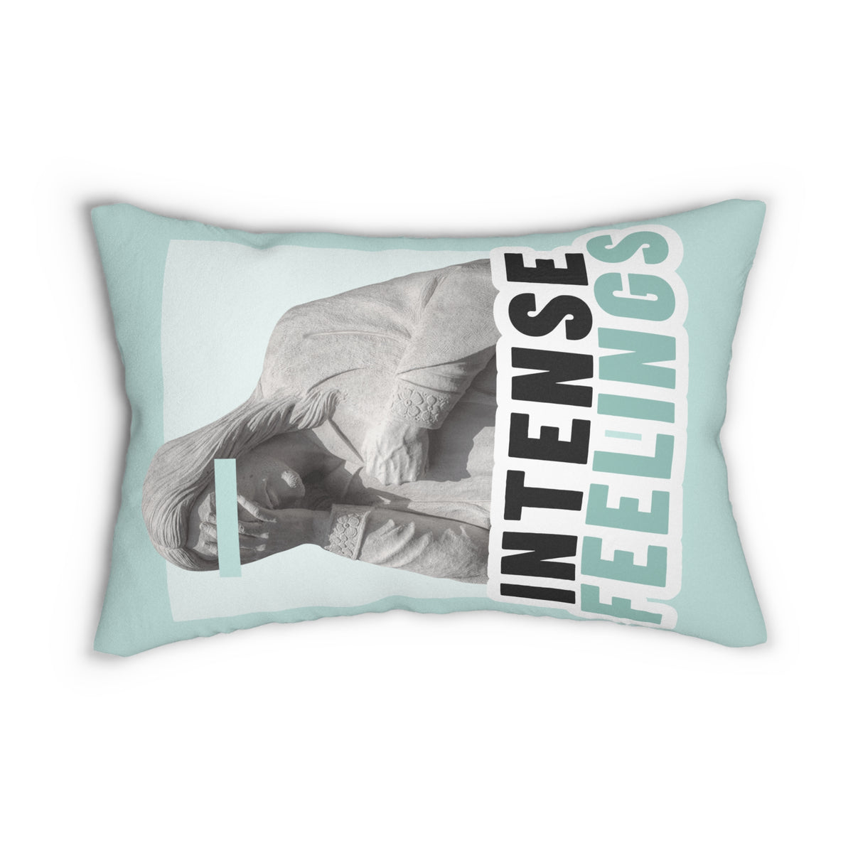 Intense Feelings Cyan Lumbar Pillow