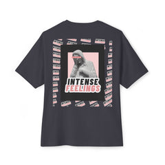 Intense Feelings – Unisex Oversized Boxy Tee - Black/Rose Print