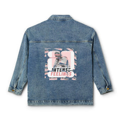 Intense Feelings - Women's Rose Pink Print Denim Jacket