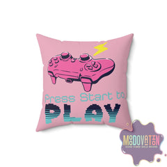Game Over Spun Polyester Square Pillow - Pink - MOODOVATION