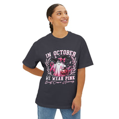 In October We Wear Pink – Breast Cancer Awareness Unisex Oversized Boxy Tee