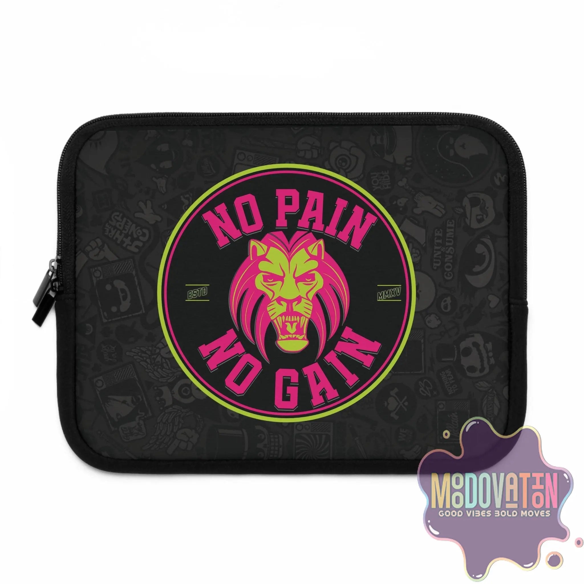 No Pain No Gain Laptop Sleeve - Black - MOODOVATION