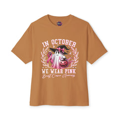 In October We Wear Pink – Breast Cancer Awareness Unisex Oversized Boxy Tee
