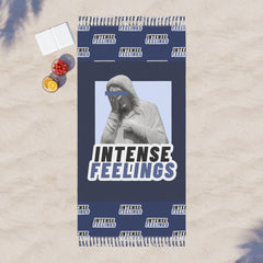 Intense Feelings - Navy Blue Boho Beach Towel