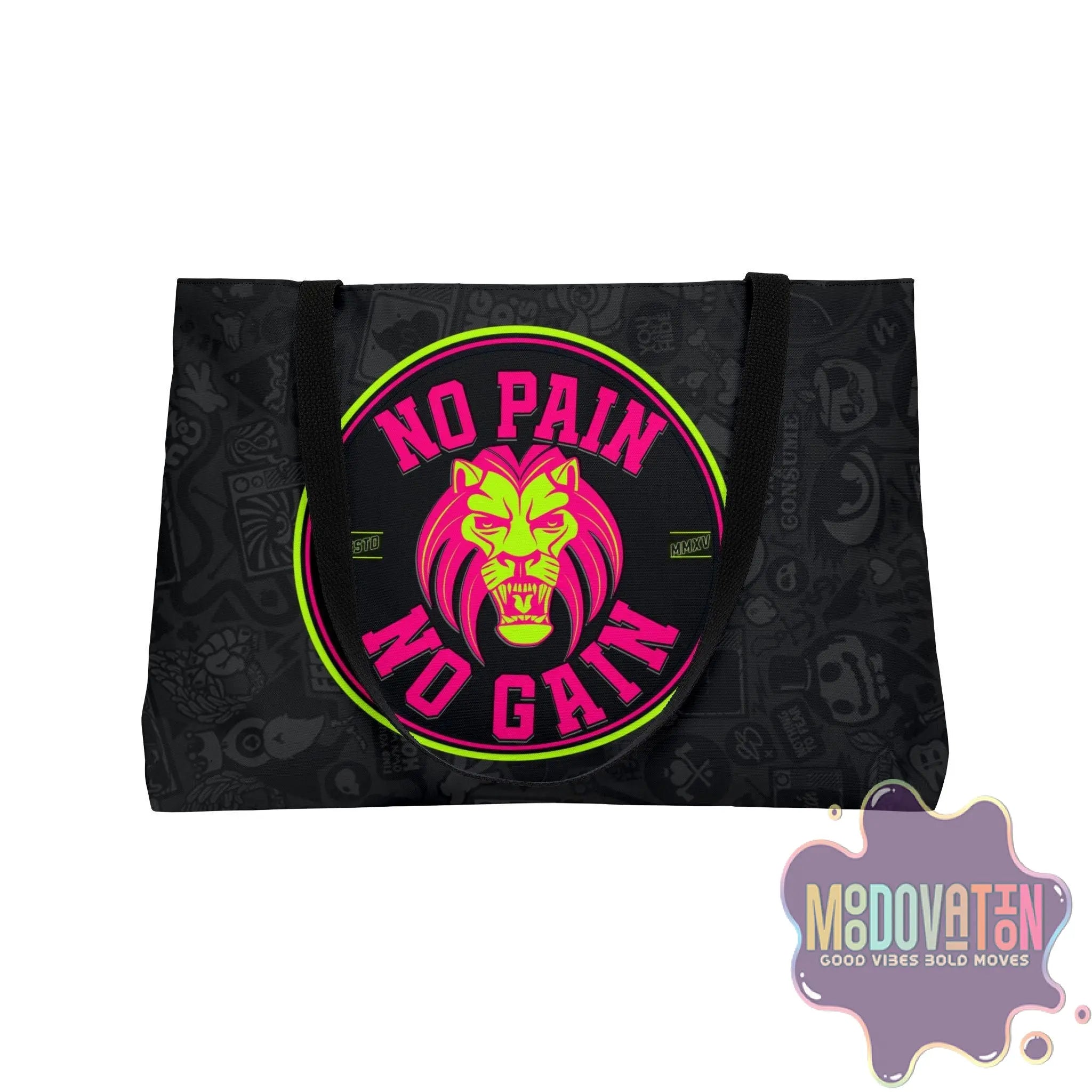 No Pain No Gain Weekender Tote Bag - Black - MOODOVATION