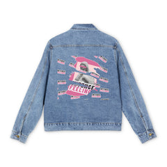 Intense Feelings - Men's Black/Rose Pink Print Street Denim Jacket