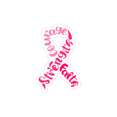 Transparent Breast Cancer Awareness Ribbon Decal – Courage, Strength & Faith