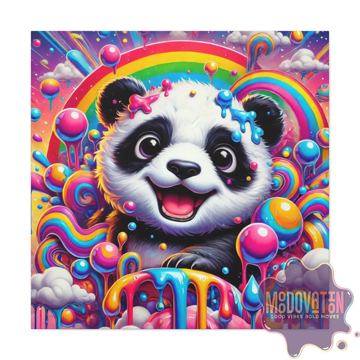 Drippy Delight Panda Matte Canvas - MOODOVATION