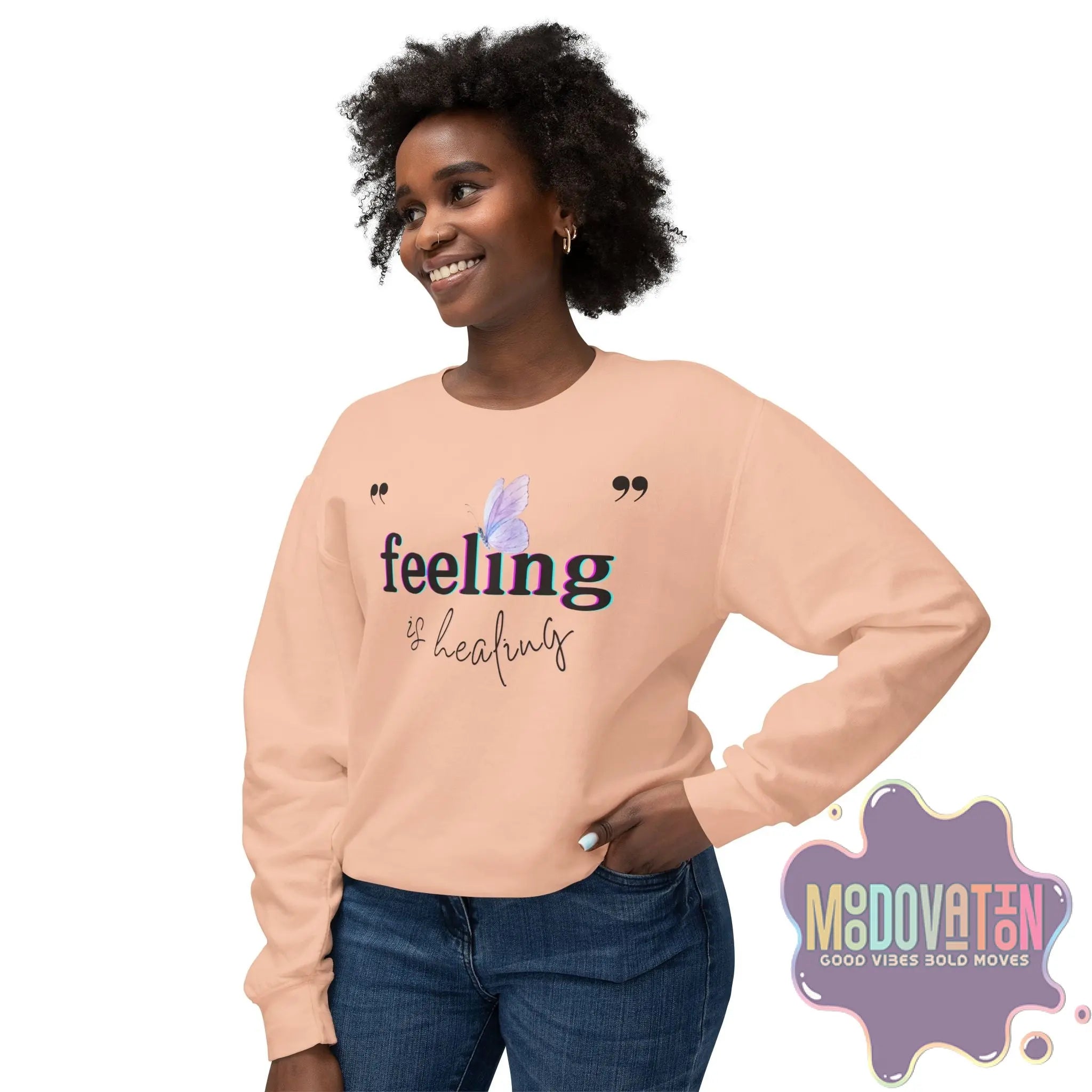 Feeling Is Healing Lightweight Crewneck Sweatshirt - Spring Edition Moodovation