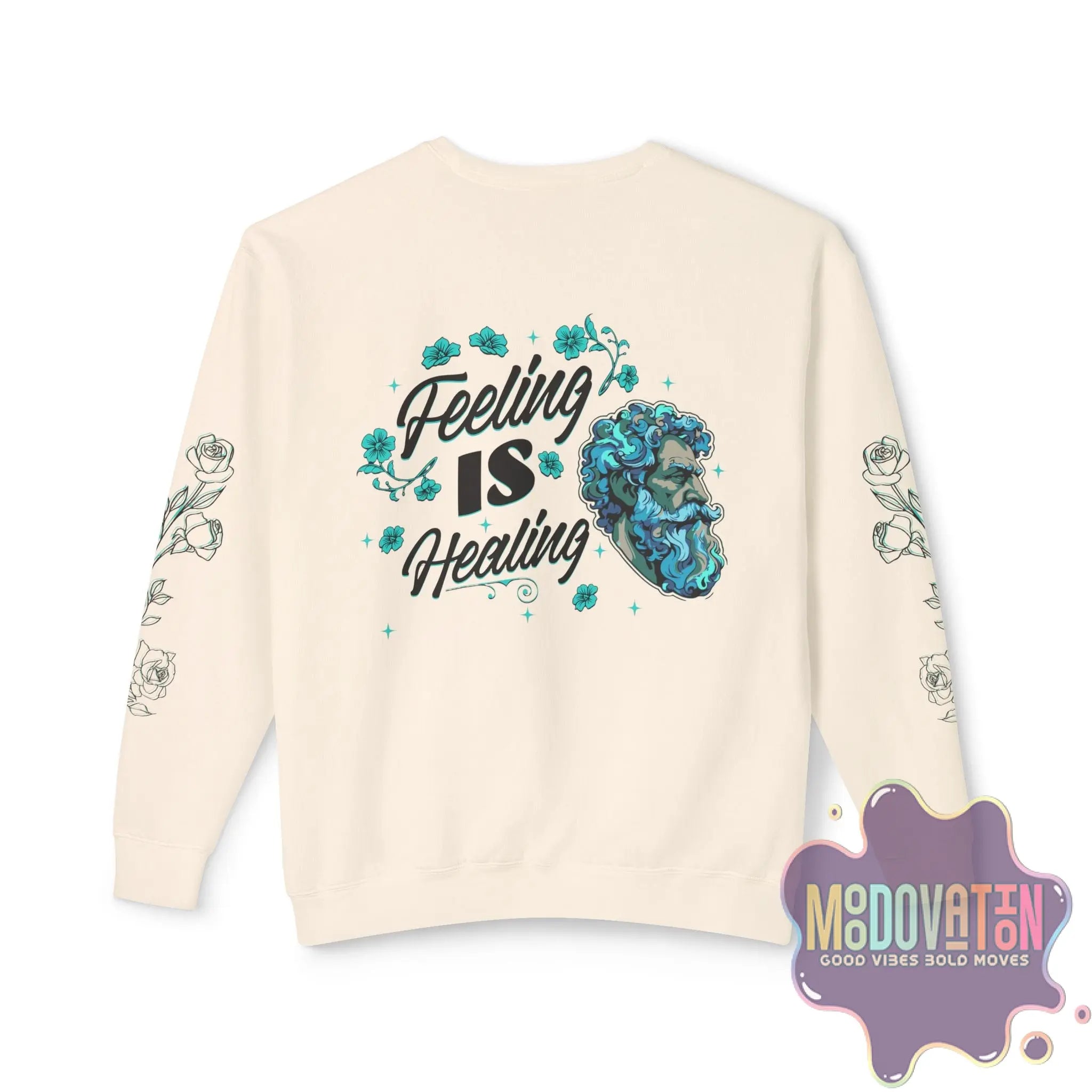Feeling Is Healing Heart-print Unisex Lightweight Crewneck Sweater - Spring Edition Moodovation