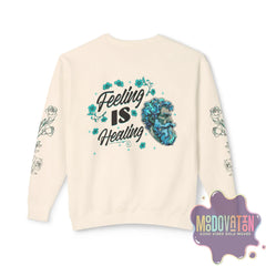 Feeling Is Healing Heart-print Unisex Lightweight Crewneck Sweater - Spring Edition Moodovation