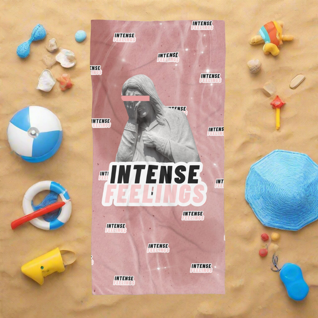 Intense Feelings - Black/Rose Pink Beach Towel