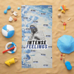 Intense Feelings - Navy Blue Beach Towel