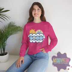 Good Things - Unisex Heavy Blend Crewneck Sweatshirt - Large Graphic Sleeve - MOODOVATION