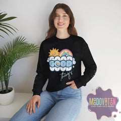 Good Things - Unisex Heavy Blend Crewneck Sweatshirt - Large Graphic Sleeve - MOODOVATION