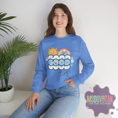 Good Things - Unisex Heavy Blend Crewneck Sweatshirt - Large Graphic Sleeve - MOODOVATION