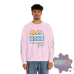Good Things - Unisex Heavy Blend Crewneck Sweatshirt - Large Graphic Sleeve - MOODOVATION