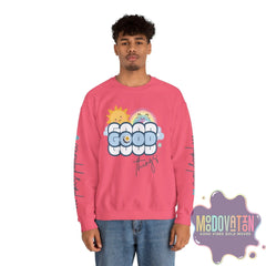 Good Things - Unisex Heavy Blend Crewneck Sweatshirt - Large Graphic Sleeve - MOODOVATION