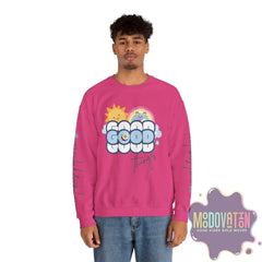 Good Things - Unisex Heavy Blend Crewneck Sweatshirt - Large Graphic Sleeve - MOODOVATION