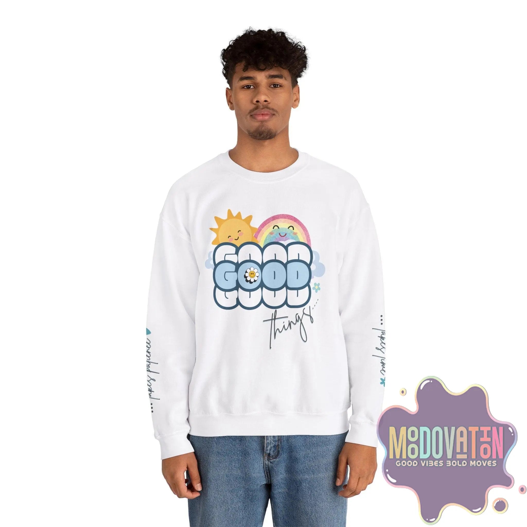 Good Things Unisex Heavy Blend Crewneck Sweatshirt - MOODOVATION
