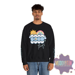 Good Things - Unisex Heavy Blend Crewneck Sweatshirt - Large Graphic Sleeve - MOODOVATION