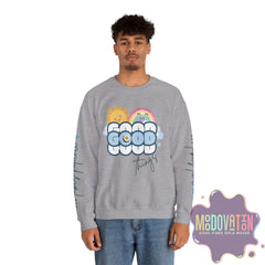 Good Things - Unisex Heavy Blend Crewneck Sweatshirt - Large Graphic Sleeve - MOODOVATION
