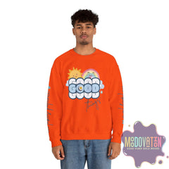 Good Things - Unisex Heavy Blend Crewneck Sweatshirt - Large Graphic Sleeve - MOODOVATION