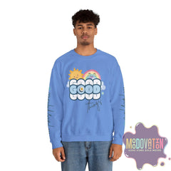 Good Things - Unisex Heavy Blend Crewneck Sweatshirt - Large Graphic Sleeve - MOODOVATION