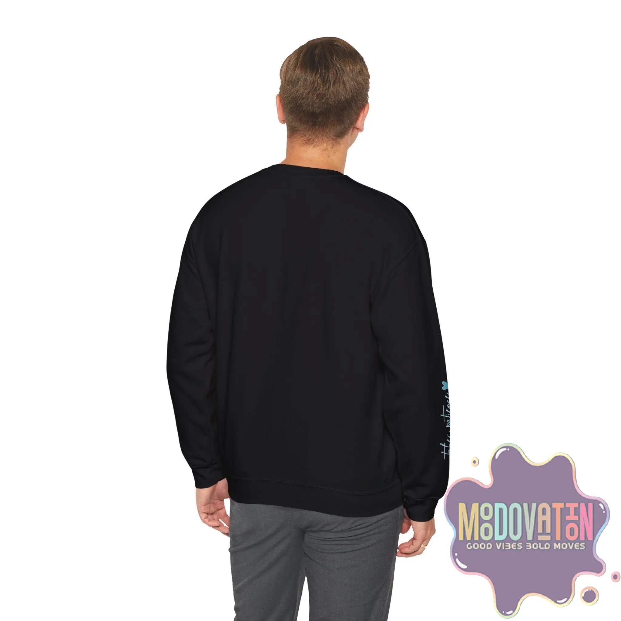 Good Things - Unisex Heavy Blend Crewneck Sweatshirt - Large Graphic Sleeve - MOODOVATION