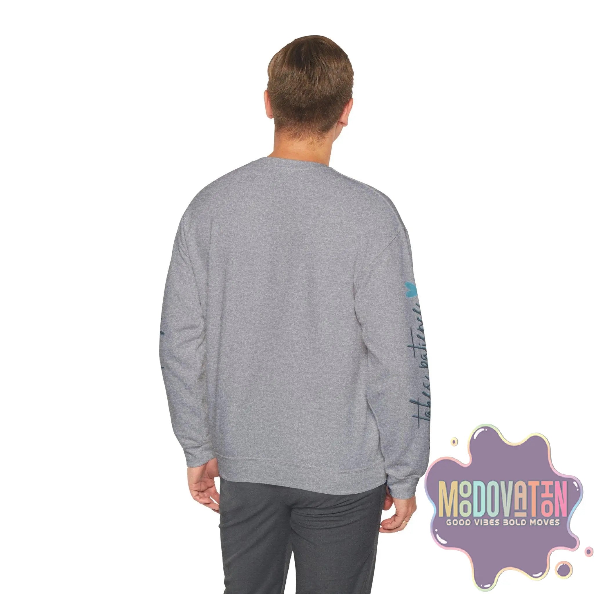 Good Things - Unisex Heavy Blend Crewneck Sweatshirt - Large Graphic Sleeve - MOODOVATION