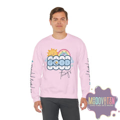 Good Things - Unisex Heavy Blend Crewneck Sweatshirt - Large Graphic Sleeve - MOODOVATION