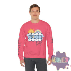 Good Things - Unisex Heavy Blend Crewneck Sweatshirt - Large Graphic Sleeve - MOODOVATION