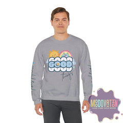 Good Things - Unisex Heavy Blend Crewneck Sweatshirt - Large Graphic Sleeve - MOODOVATION