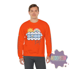 Good Things - Unisex Heavy Blend Crewneck Sweatshirt - Large Graphic Sleeve - MOODOVATION