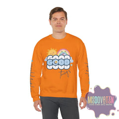 Good Things - Unisex Heavy Blend Crewneck Sweatshirt - Large Graphic Sleeve - MOODOVATION