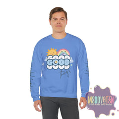 Good Things - Unisex Heavy Blend Crewneck Sweatshirt - Large Graphic Sleeve - MOODOVATION