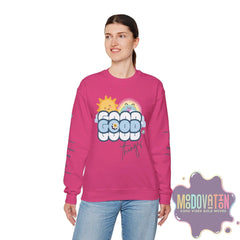 Good Things - Unisex Heavy Blend Crewneck Sweatshirt - Large Graphic Sleeve - MOODOVATION