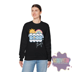 Good Things - Unisex Heavy Blend Crewneck Sweatshirt - Large Graphic Sleeve - MOODOVATION