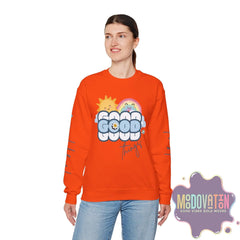 Good Things - Unisex Heavy Blend Crewneck Sweatshirt - Large Graphic Sleeve - MOODOVATION