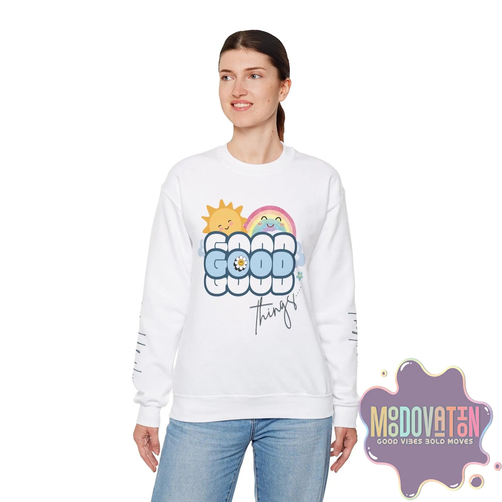 Good Things Unisex Heavy Blend Crewneck Sweatshirt - MOODOVATION