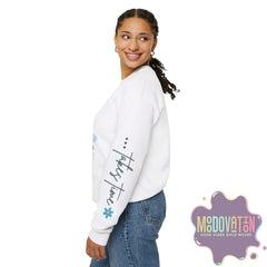Good Things - Unisex Heavy Blend Crewneck Sweatshirt - Large Graphic Sleeve - MOODOVATION