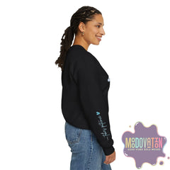 Good Things - Unisex Heavy Blend Crewneck Sweatshirt - Large Graphic Sleeve - MOODOVATION