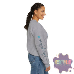 Good Things - Unisex Heavy Blend Crewneck Sweatshirt - Large Graphic Sleeve - MOODOVATION