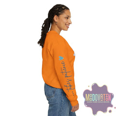 Good Things - Unisex Heavy Blend Crewneck Sweatshirt - Large Graphic Sleeve - MOODOVATION