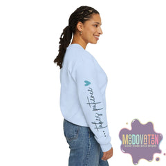 Good Things - Unisex Heavy Blend Crewneck Sweatshirt - Large Graphic Sleeve - MOODOVATION