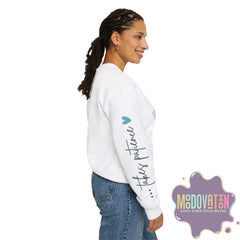 Good Things - Unisex Heavy Blend Crewneck Sweatshirt - Large Graphic Sleeve - MOODOVATION